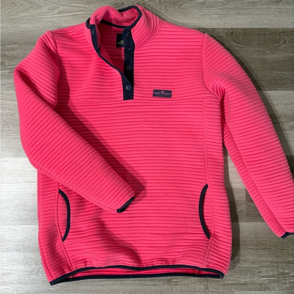 Vineyard Vines Pink Quilted Snap Pullover